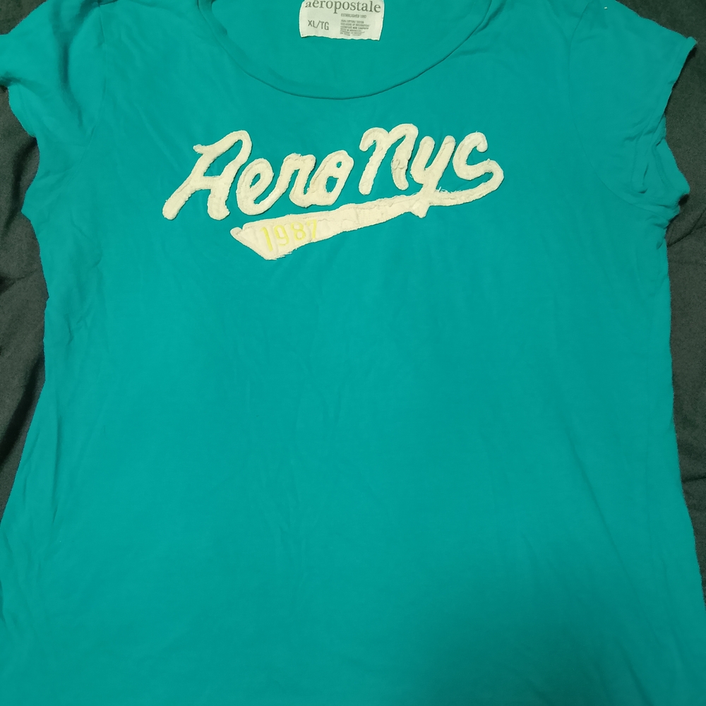 Aeropostale Teal Graphic Women's Top